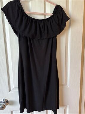 White House Black Market Black Off-Shoulder Top with Elastic Neckline